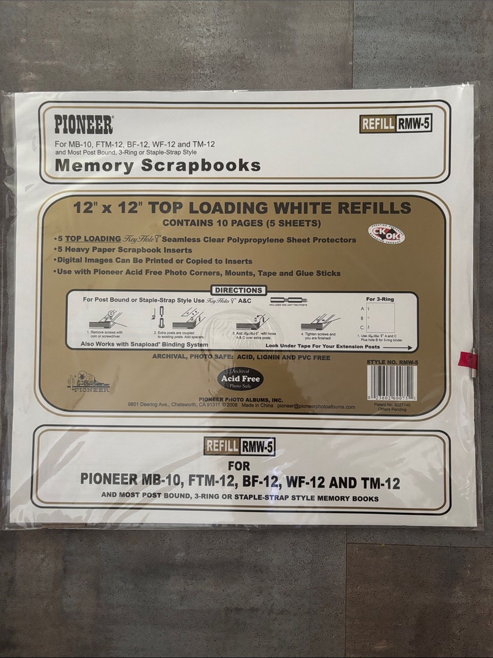 PIONEER White and Gold Top Loading Scrapbook Refills Lot of 16 packs